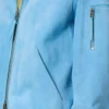 Blouson cu guler din piele de căprioară și cașmir Blouson cu guler din piele de căprioară și cașmir