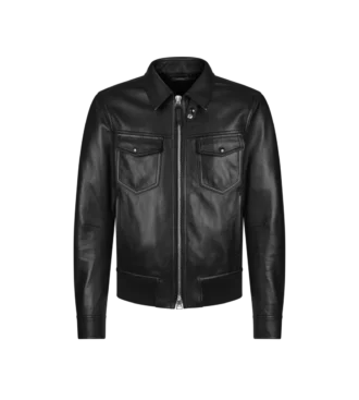 Blouson cu guler din piele nappa
