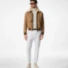 Blouson cu guler dublu detașabil din piele de oaie