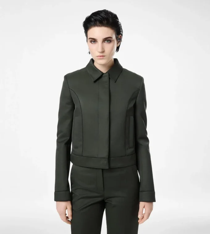 Blouson din bumbac și viscoză cu bordură Blouson din bumbac și viscoză cu bordură