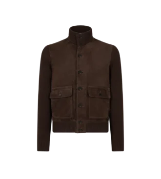 Blouson din piele de căprioară cu față din lână merino