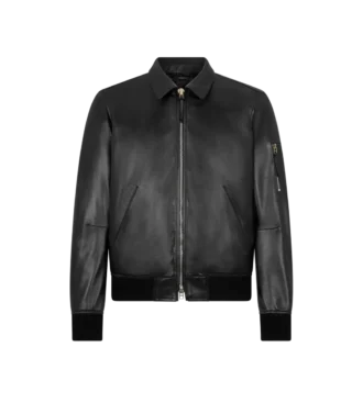 Blouson moale din piele Nappa Plonge cu guler