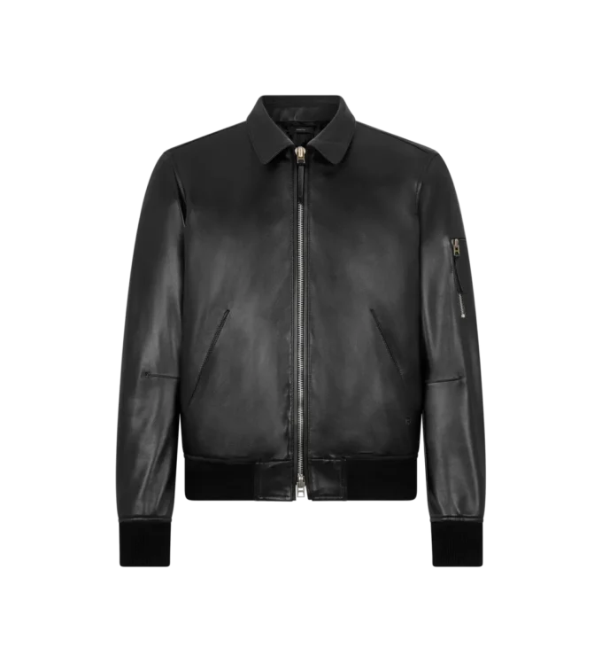 Blouson moale din piele Nappa Plonge cu guler