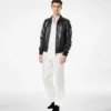 Blouson moale din piele Nappa Plonge cu guler