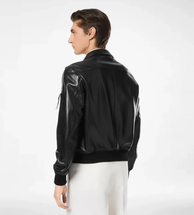 Blouson moale din piele Nappa Plonge cu guler