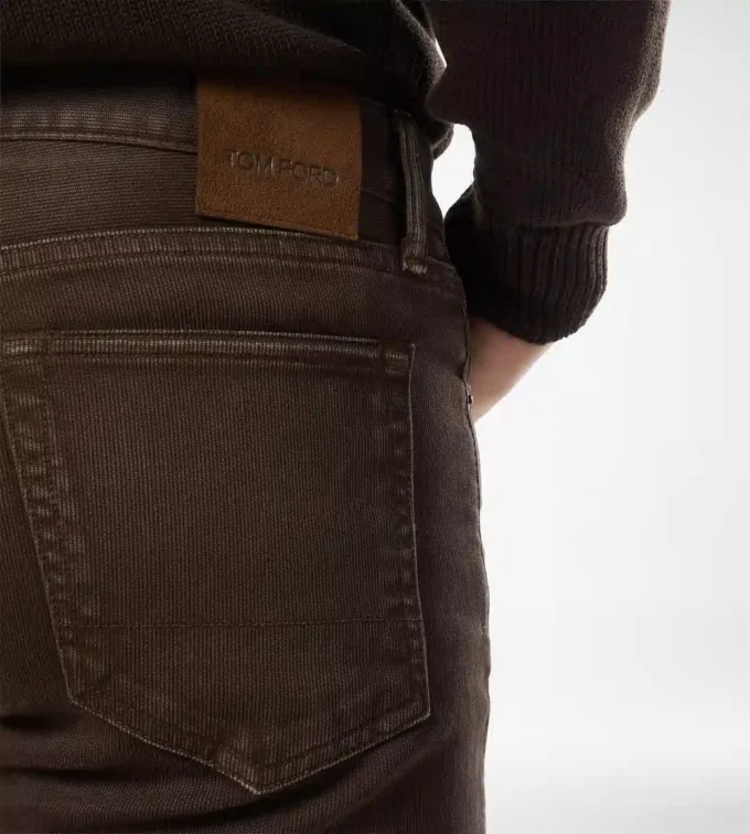 Blugi drepți din denim cu cordon western Blugi drepți din denim cu cordon western
