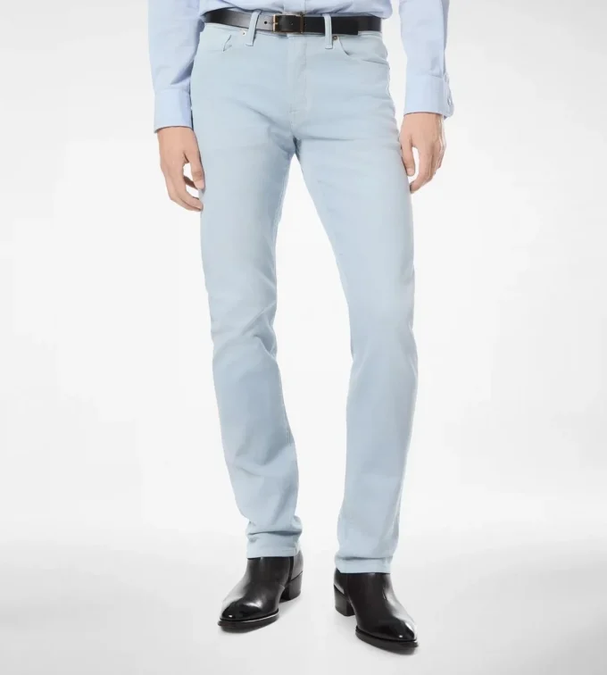 Blugi drepți din denim cu cordon western Blugi drepți din denim cu cordon western