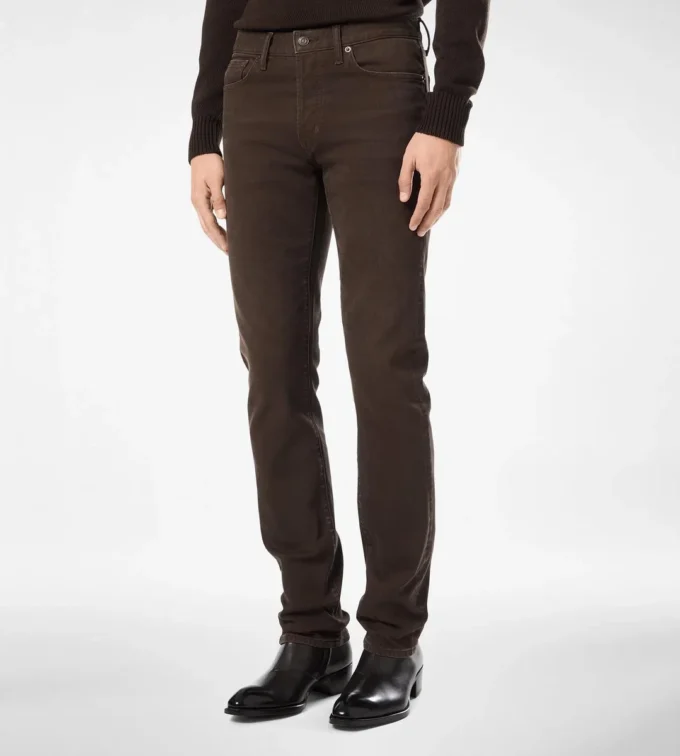 Blugi drepți din denim cu cordon western Blugi drepți din denim cu cordon western
