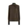 Bluză cu mâneci lungi din georgette de mătase spălată Bluză cu mâneci lungi din georgette de mătase spălată