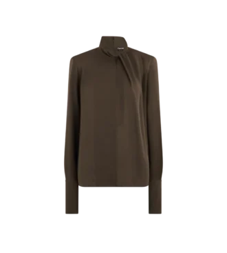 Bluză cu mâneci lungi din georgette de mătase spălată