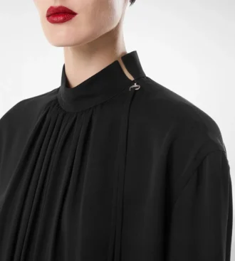 Bluză cu mâneci lungi din georgette de mătase spălată
