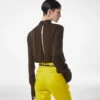 Bluză cu mâneci lungi din georgette de mătase spălată Bluză cu mâneci lungi din georgette de mătase spălată
