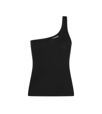 Bluză cu un umăr din jersey cu nervuri din amestec de mătase