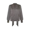 Bluză din mătase cu mâneci lungi, decolteu în V și cravată lavalliere Bluză din mătase cu mâneci lungi, decolteu în V și cravată lavalliere
