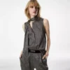 Bluză din mătase Lavalliere fără mâneci Bluză din mătase Lavalliere fără mâneci
