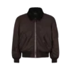 Bomber din nylon cu guler din piele de oaie Bomber din nylon cu guler din piele de oaie