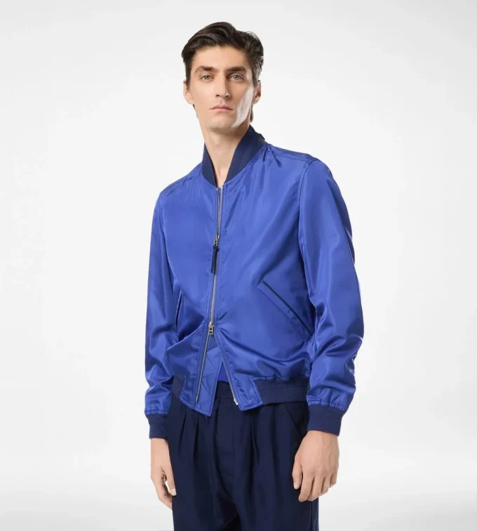 Bomber ușor din poplin de mătase tehnic