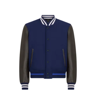 Bomber Varsity cu mâneci din piele