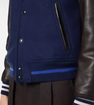 Bomber Varsity cu mâneci din piele