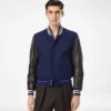 Bomber Varsity cu mâneci din piele