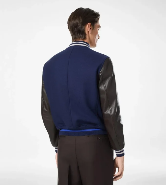 Bomber Varsity cu mâneci din piele