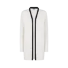 Cardigan deschis, de lungime medie, din merino piqué, cu borduri din satin Cardigan deschis, de lungime medie, din merino piqué, cu borduri din satin