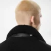 Cardigan din cașmir cu guler din piele de oaie Cardigan din cașmir cu guler din piele de oaie
