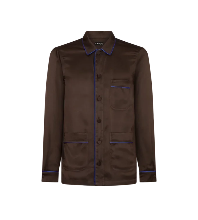 Cămașă cu dungi micro jacquard și bordură Cămașă cu dungi micro jacquard și bordură