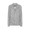 Cămașă de pijama din mătase cu dungi, cu bordură și logo brodat Tf în tonuri asortate Cămașă de pijama din mătase cu dungi, cu bordură și logo brodat Tf în tonuri asortate