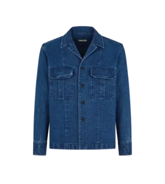 Cămașă din denim cu model în zig-zag