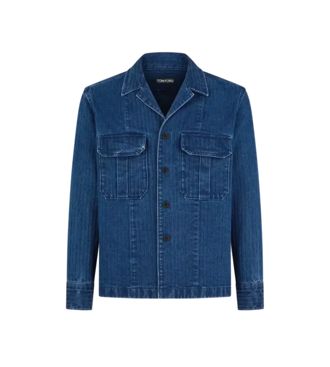 Cămașă din denim cu model în zig-zag Cămașă din denim cu model în zig-zag
