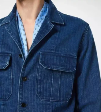Cămașă din denim cu model în zig-zag