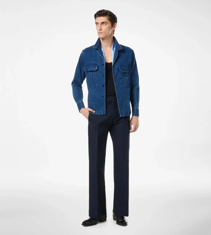 Cămașă din denim cu model în zig-zag Cămașă din denim cu model în zig-zag
