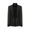 Cămașă din șifon de mătase cu plastron