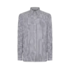 Cămașă slim fit din bumbac și mătase cu dungi