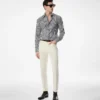 Cămașă slim fit din bumbac și mătase cu dungi
