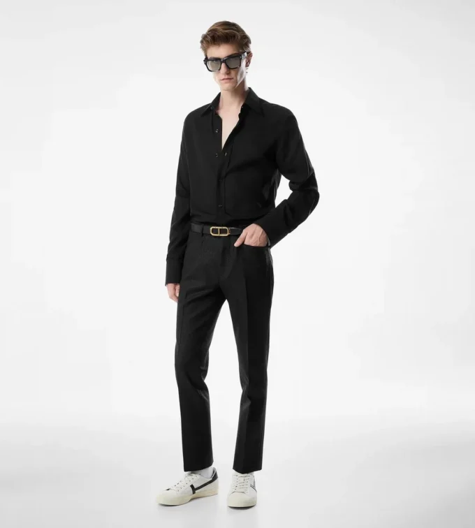 Cămașă slim fit din crep satinat