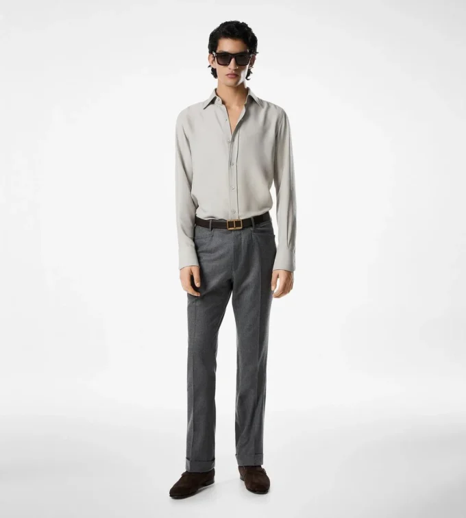 Cămașă slim fit din twill spălat Cămașă slim fit din twill spălat