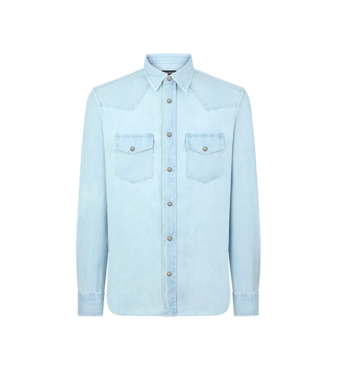Cămașă western din denim chambray