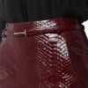 Curea subțire T din piele de crocodil ștanțată lucioasă
