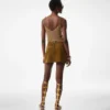 Fustă mini din catifea suede cu detalii D-Rings Fustă mini din catifea suede cu detalii D-Rings