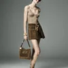 Fustă mini din catifea suede cu detalii D-Rings Fustă mini din catifea suede cu detalii D-Rings