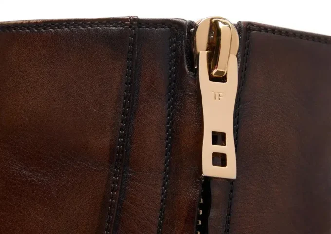 Ghete Edgar Zip din piele lustruită