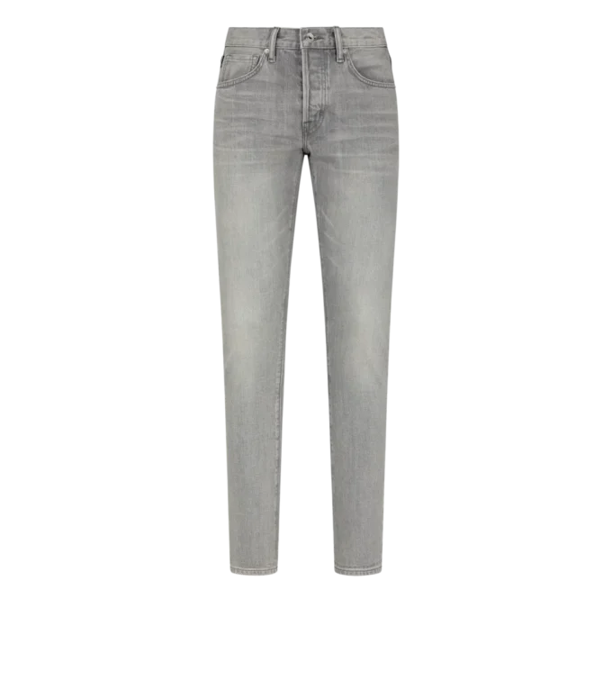 Gri Denim elastic slim fit cu margine