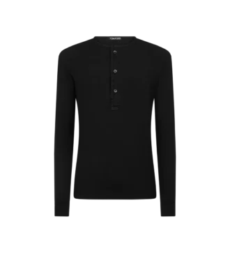 Henley din bumbac elastic