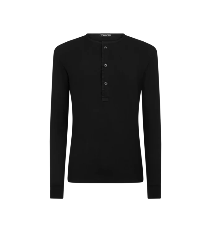 Henley din bumbac elastic