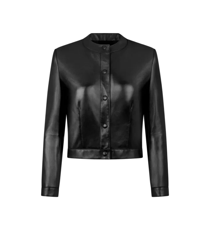 Jacheta cardigan din piele nappa