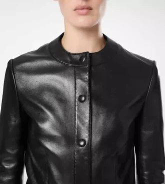Jacheta cardigan din piele nappa