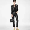Jacheta cardigan din piele nappa