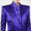 Jacheta cu rever dublu și nasturi, din jacquard cu buline Jacheta cu rever dublu și nasturi, din jacquard cu buline